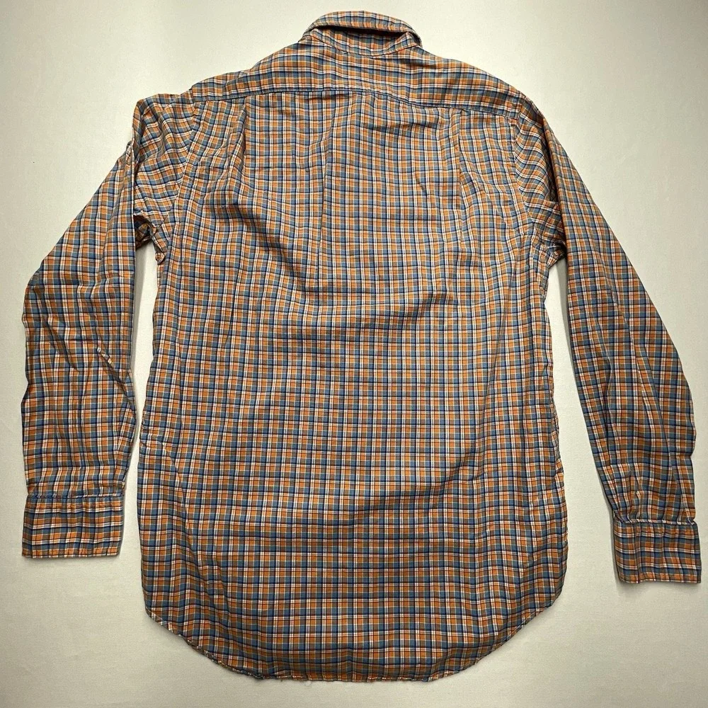Polo Ralph Lauren Men's Shirt Medium Orange & Blue Long‎ Sleeve Preppy